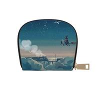 Apbdffjnf Magical Nights Printed Leather Credit Card Holder ID Business Card Case Purse Small Wallet with Zipper for Men & Women