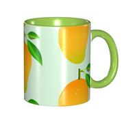 Apbdffjnf Mango Print Ceramic Coffee Mugs, 11 Oz Ceramic Mugs Tea Cups with Handle for Office and Home Green