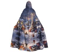 Apbdffjnf (Merry Christmas-2) Print Adult Thick Hooded Cloak Unisex Cloak with Hood, Halloween Hooded Cape for Women Men Soft and Elastic