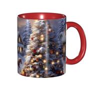 Apbdffjnf Merry Christmas-2 Print Ceramic Coffee Mugs, 11 Oz Ceramic Mugs Tea Cups with Handle for Office and Home Red