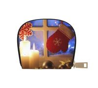 Apbdffjnf Merry Christmas Party Printed Leather Credit Card Holder ID Business Card Case Purse Small Wallet with Zipper for Men & Women