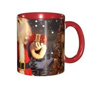 Apbdffjnf Merry Christmas Santa Claus Print Ceramic Coffee Mugs, 11 Oz Ceramic Mugs Tea Cups with Handle for Office and Home Red