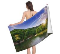 Apbdffjnf Mountain Valley with Rainbow Printed Bath Towel Quick Dry Super Absorbent Microfiber Towels for Travel Beach Swim Camping Gym 80x130 cm
