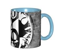 Apbdffjnf Musical Theme Music Clefs Print Ceramic Coffee Mugs, 11 Oz Ceramic Mugs Tea Cups with Handle for Office and Home Sky Blue