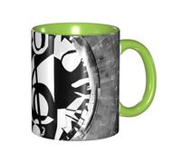 Apbdffjnf Musical Theme Music Clefs Print Ceramic Coffee Mugs, 11 Oz Ceramic Mugs Tea Cups with Handle for Office and Home Green