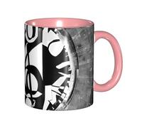 Apbdffjnf Musical Theme Music Clefs Print Ceramic Coffee Mugs, 11 Oz Ceramic Mugs Tea Cups with Handle for Office and Home Pink