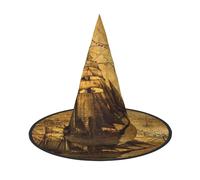 Apbdffjnf Nautical Sailing Pirate Theme Print Halloween Witch Hat Pointed Witch Hat Costume Accessory for Halloween Party Decoration