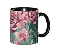 Apbdffjnf Orchid Flower Butterfly Soft Fresh Spring Print Ceramic Coffee Mugs, 11 Oz Ceramic Mugs Tea Cups with Handle for Office and Home Black