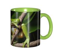 Apbdffjnf Peace Tree Frog Print Ceramic Coffee Mugs, 11 Oz Ceramic Mugs Tea Cups with Handle for Office and Home Green