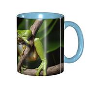 Apbdffjnf Peace Tree Frog Print Ceramic Coffee Mugs, 11 Oz Ceramic Mugs Tea Cups with Handle for Office and Home Sky Blue