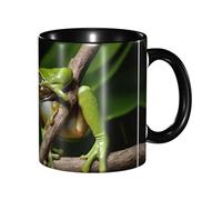 Apbdffjnf Peace Tree Frog Print Ceramic Coffee Mugs, 11 Oz Ceramic Mugs Tea Cups with Handle for Office and Home Black