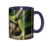Apbdffjnf Peace Tree Frog Print Ceramic Coffee Mugs, 11 Oz Ceramic Mugs Tea Cups with Handle for Office and Home Navy Blue