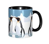 Apbdffjnf Penguin Print Ceramic Coffee Mugs, 11 Oz Ceramic Mugs Tea Cups with Handle for Office and Home Black