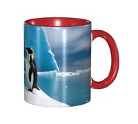 Apbdffjnf Penguin Print Ceramic Coffee Mugs, 11 Oz Ceramic Mugs Tea Cups with Handle for Office and Home Red
