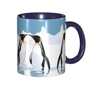 Apbdffjnf Penguin Print Ceramic Coffee Mugs, 11 Oz Ceramic Mugs Tea Cups with Handle for Office and Home Navy Blue