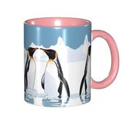 Apbdffjnf Penguin Print Ceramic Coffee Mugs, 11 Oz Ceramic Mugs Tea Cups with Handle for Office and Home Pink