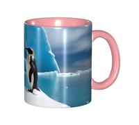 Apbdffjnf Penguin Print Ceramic Coffee Mugs, 11 Oz Ceramic Mugs Tea Cups with Handle for Office and Home Pink