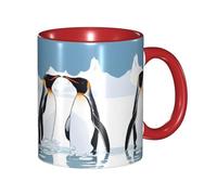 Apbdffjnf Penguin Print Ceramic Coffee Mugs, 11 Oz Ceramic Mugs Tea Cups with Handle for Office and Home Red