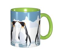 Apbdffjnf Penguin Print Ceramic Coffee Mugs, 11 Oz Ceramic Mugs Tea Cups with Handle for Office and Home Green