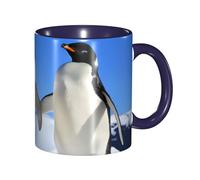 Apbdffjnf Penguin Print Ceramic Coffee Mugs, 11 Oz Ceramic Mugs Tea Cups with Handle for Office and Home Navy Blue