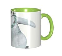 Apbdffjnf Penguin Wearing Flowers Print Ceramic Coffee Mugs, 11 Oz Ceramic Mugs Tea Cups with Handle for Office and Home Green