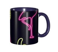 Apbdffjnf Pineapple Banana Flamingo Print Ceramic Coffee Mugs, 11 Oz Ceramic Mugs Tea Cups with Handle for Office and Home Navy Blue