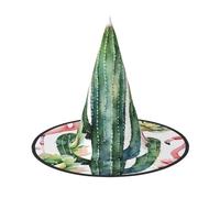 Apbdffjnf Pink Flamingo Succulent Plants Print Halloween Witch Hat Pointed Witch Hat Costume Accessory for Halloween Party Decoration