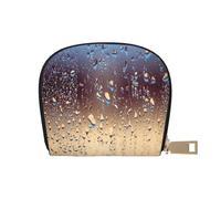 Apbdffjnf Rain Drops on Glass Printed Leather Credit Card Holder ID Business Card Case Purse Small Wallet with Zipper for Men & Women