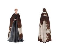Apbdffjnf (red brown cowhide) Print Adult Hooded Cape Mysterious Hooded Cloak for Halloween Costume Party Christmas Cosplay