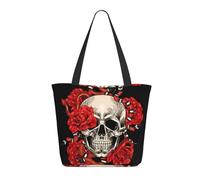 Apbdffjnf Red Roses Skull Flowers Snake Printed Totes Bag Shoulder Handbags Big Capacity Reusable Shopper Bag for Women Girls