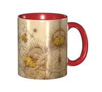 Apbdffjnf Rural Honey Bees Wildflowers Print Ceramic Coffee Mugs, 11 Oz Ceramic Mugs Tea Cups with Handle for Office and Home Red