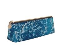 Apbdffjnf sea seen from the top Print Triangle Pencil Case Leather Pencil Bag Pen Pouch Makeup Bag for Women Men School Office and Travel