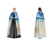 Apbdffjnf (Serene Coastal) Print Adult Hooded Cape Mysterious Hooded Cloak for Halloween Costume Party Christmas Cosplay
