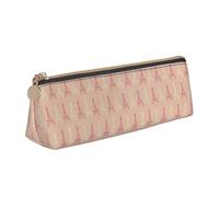 Apbdffjnf Soft Colors Eiffel Tower Pattern France Print Triangle Pencil Case Leather Pencil Bag Pen Pouch Makeup Bag for Women Men School Office and Travel