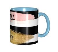 Apbdffjnf Stripe Don't Kill My Vibe Print Ceramic Coffee Mugs, 11 Oz Ceramic Mugs Tea Cups with Handle for Office and Home Sky Blue