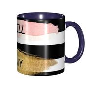 Apbdffjnf Stripe Don't Kill My Vibe Print Ceramic Coffee Mugs, 11 Oz Ceramic Mugs Tea Cups with Handle for Office and Home Navy Blue
