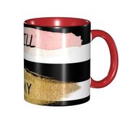 Apbdffjnf Stripe Don't Kill My Vibe Print Ceramic Coffee Mugs, 11 Oz Ceramic Mugs Tea Cups with Handle for Office and Home Red