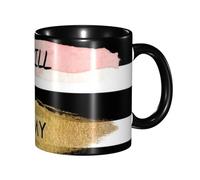 Apbdffjnf Stripe Don't Kill My Vibe Print Ceramic Coffee Mugs, 11 Oz Ceramic Mugs Tea Cups with Handle for Office and Home Black