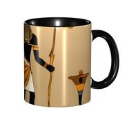 Apbdffjnf Sun Old Egyptian Timeless Grace Print Ceramic Coffee Mugs, 11 Oz Ceramic Mugs Tea Cups with Handle for Office and Home Black