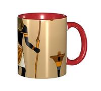 Apbdffjnf Sun Old Egyptian Timeless Grace Print Ceramic Coffee Mugs, 11 Oz Ceramic Mugs Tea Cups with Handle for Office and Home Red