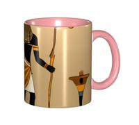 Apbdffjnf Sun Old Egyptian Timeless Grace Print Ceramic Coffee Mugs, 11 Oz Ceramic Mugs Tea Cups with Handle for Office and Home Pink