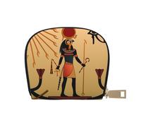 Apbdffjnf Sun Old Egyptian Timeless Grace Printed Leather Credit Card Holder ID Business Card Case Purse Small Wallet with Zipper for Men & Women