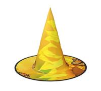 Apbdffjnf Sunflower Butterfly Sunny Print Halloween Witch Hat Pointed Witch Hat Costume Accessory for Halloween Party Decoration