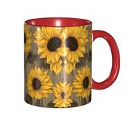 Apbdffjnf Sunflower Printed Print Ceramic Coffee Mugs, 11 Oz Ceramic Mugs Tea Cups with Handle for Office and Home Red