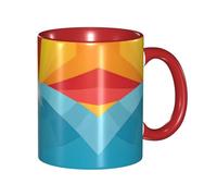 Apbdffjnf Sunset and Sunrise with Sea Waves Print Ceramic Coffee Mugs, 11 Oz Ceramic Mugs Tea Cups with Handle for Office and Home Red