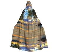 Apbdffjnf (Sunset at The Beach) Print Adult Thick Hooded Cloak Unisex Cloak with Hood, Halloween Hooded Cape for Women Men Soft and Elastic