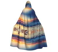 Apbdffjnf (Sunset View on The Beach Shore) Print Adult Thick Hooded Cloak Unisex Cloak with Hood, Halloween Hooded Cape for Women Men Soft and Elastic