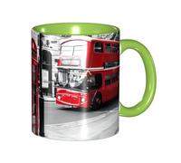 Apbdffjnf Telephone Booth Print Ceramic Coffee Mugs, 11 Oz Ceramic Mugs Tea Cups with Handle for Office and Home Green