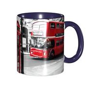 Apbdffjnf Telephone Booth Print Ceramic Coffee Mugs, 11 Oz Ceramic Mugs Tea Cups with Handle for Office and Home Navy Blue