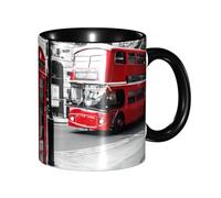 Apbdffjnf Telephone Booth Print Ceramic Coffee Mugs, 11 Oz Ceramic Mugs Tea Cups with Handle for Office and Home Black